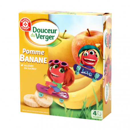 COMPOTES GOURDES POMME BANANE DU VERGER (4X90) 360GR