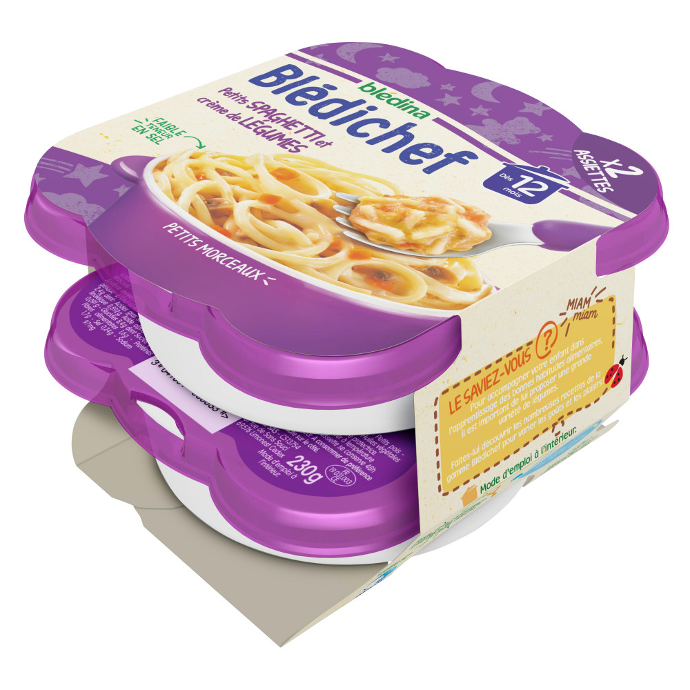 BLEDICHEF 2x230g Petits Spaghetti et Crème de Légumes - Dès 12 mois - Drive  Z'eclerc