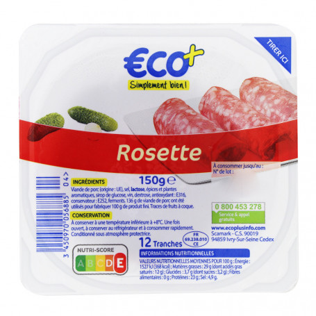 ROSETTE PUR PORC 12TR ECO+ 150G