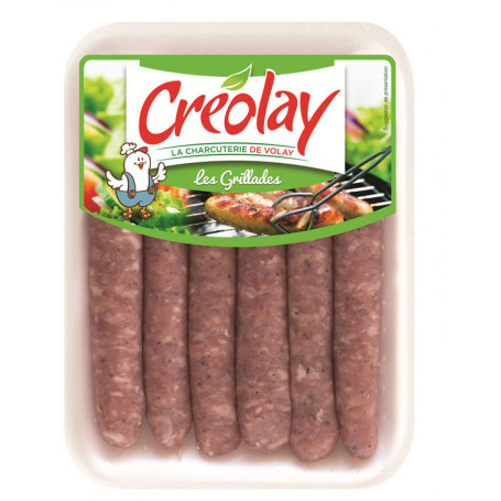 CHIPOLATAS VOLAILLE NATURE X6 - 265G CREOLAY CHIPOLATAS VOLAILLE NATURE X6 - 265G CREOLAY
