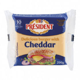FROMAGE FONDU CHEDDAR HAMBURGER - PRESIDENT - 200G