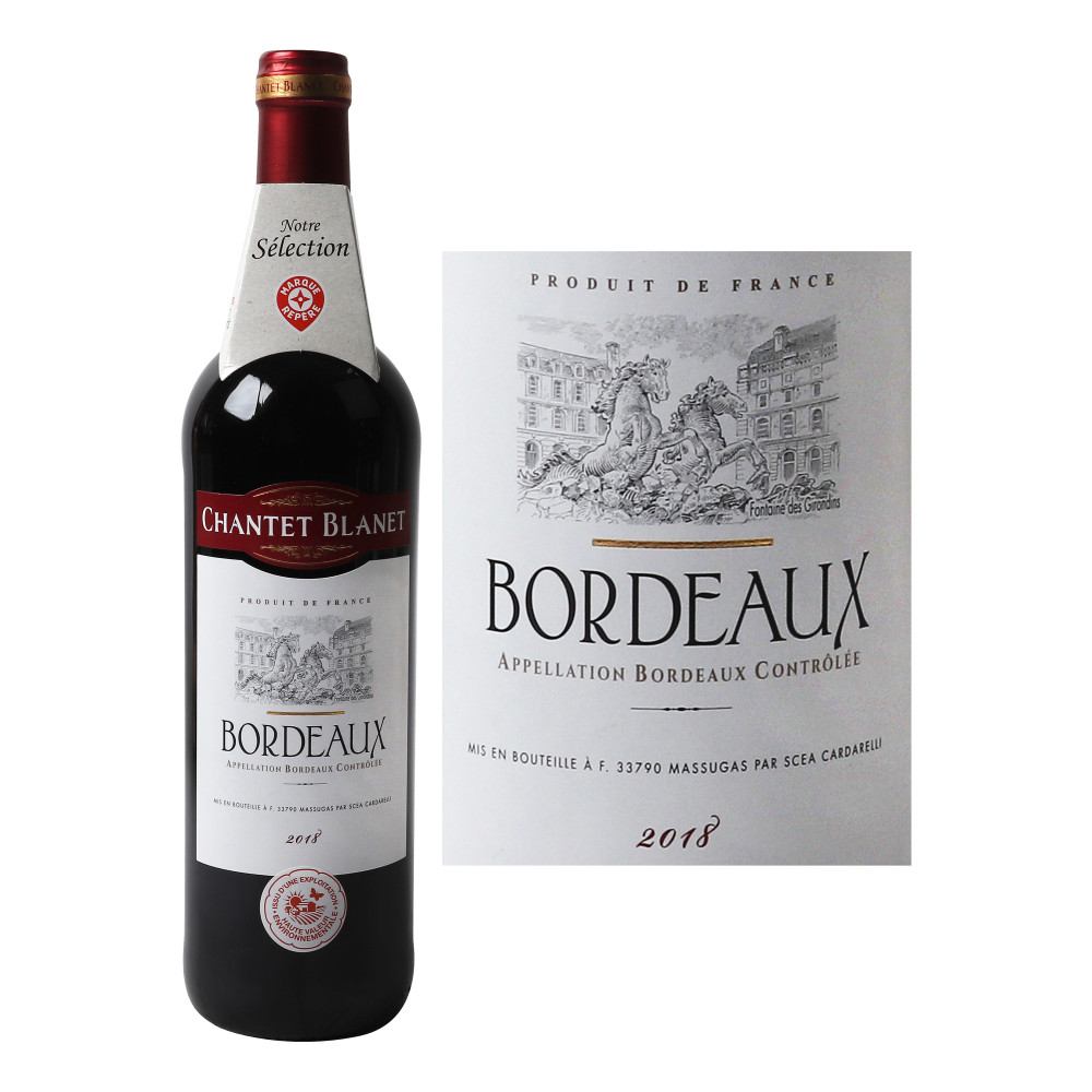 Vin rouge Bordeaux Chantet Blanet AOC 75cl - Drive Z'eclerc