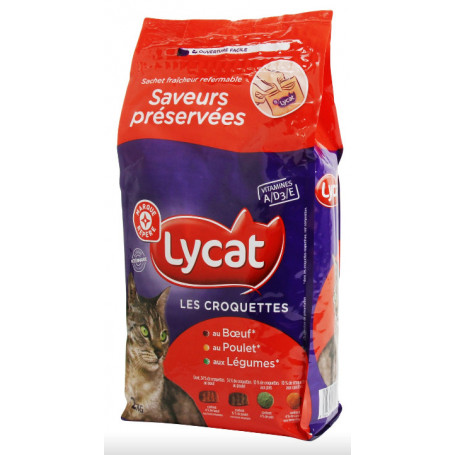 CROQUETTES POUR CHAT BOEUF POULET LEGUMES LYCAT 2KG