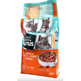 CROQUETTES POUR CHAT POULET DINDE CANARD LYCAT 2KG