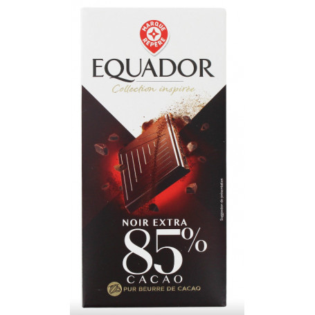 TABLETTE CHOCOLAT NOIR 85% CACAO- EQUADOR- 100G