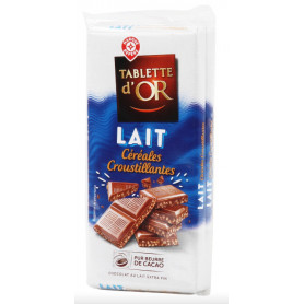 TABLETTES CHOCOLAT AU LAIT ET AU RIZ -TABLETTE D'OR- 2X100GR