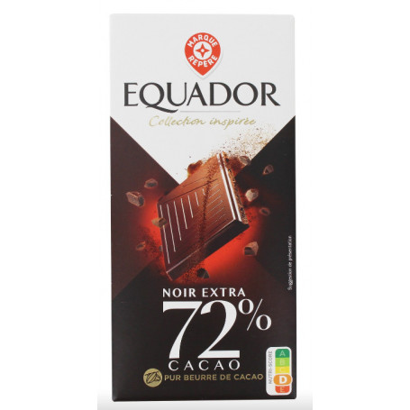 TABLETTE CHOCOLAT NOIR 72% CACAO - EQUADOR- 100G