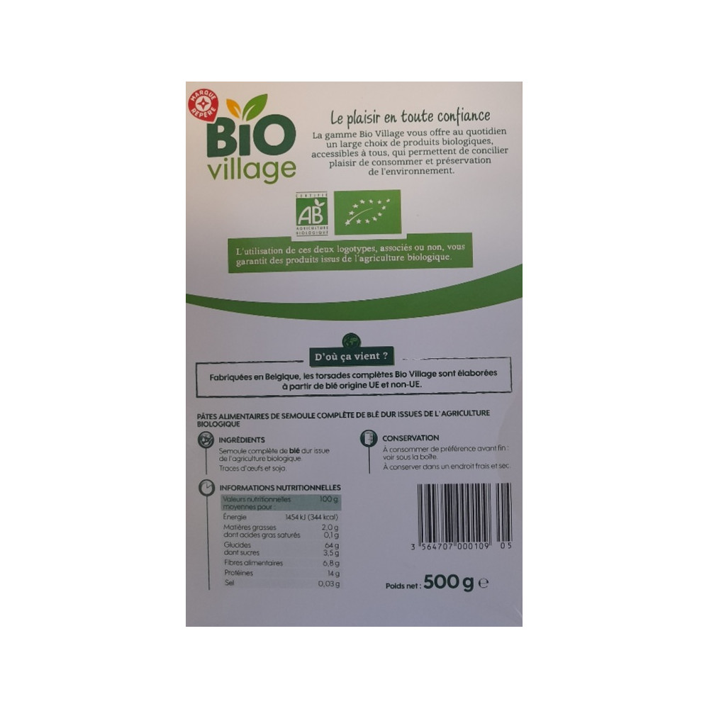 Torsades complètes - BIO VILLAGE 500g - Drive Z'eclerc