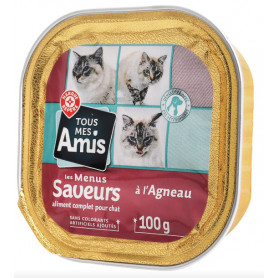 BARQUETTE POUR CHAT RICHE AGNEAU - TOUS MES AMIS -  100G