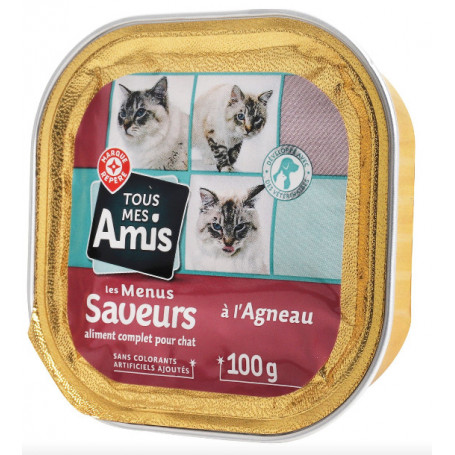 BARQUETTE POUR CHAT RICHE AGNEAU - TOUS MES AMIS -  100G