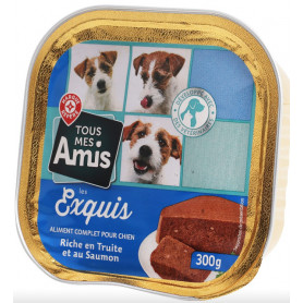 BARQUETTE POUR CHIEN RICHE EN TRUITE/SAUMON LES EXQUIS - TOUS MES AMIS - 300G