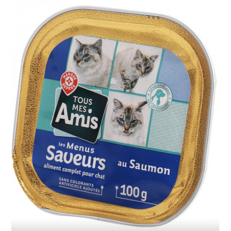BARQUETTE POUR CHAT RICHE EN SAUMON - TOUS MES AMIS -  100G