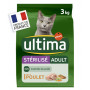 CROQUETTES CHAT STÉRILISÉ ADULTE POULET - ULTIMA - 3KG