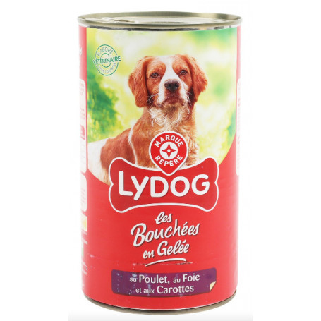 BOUCHÉES POUR CHIEN EN GELÉE POULET FOIE CAROTTES LYDOG 1.23KG