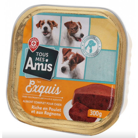 PÂTÉE POUR CHIEN RICHE EN POULET ET ROGNONS LES EXQUIS LYDOG 300G