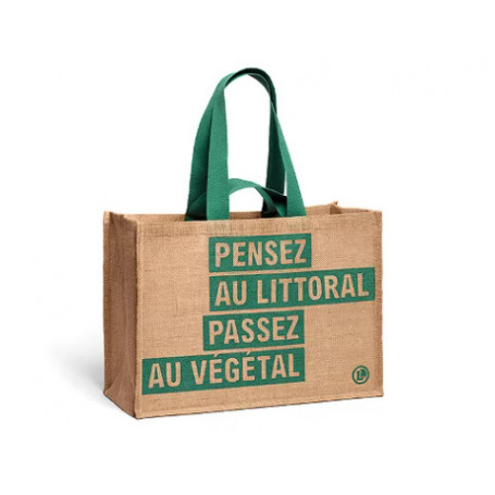 SAC CABAS JUTE VERT FONCE