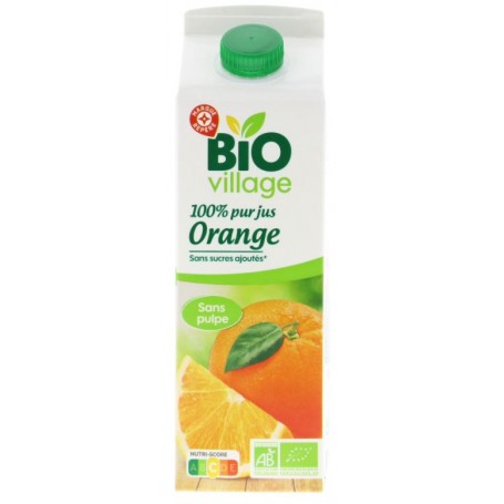 Pur Jus d'Orange Bio sans pulpe - BIO VILLAGE - 1L