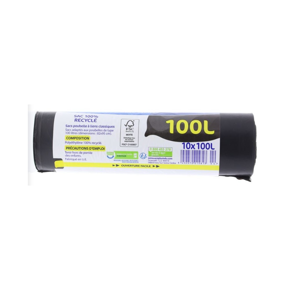 Sacs poubelle ultra-résistant 100L x 100 - ELEMBAL au meilleur prix