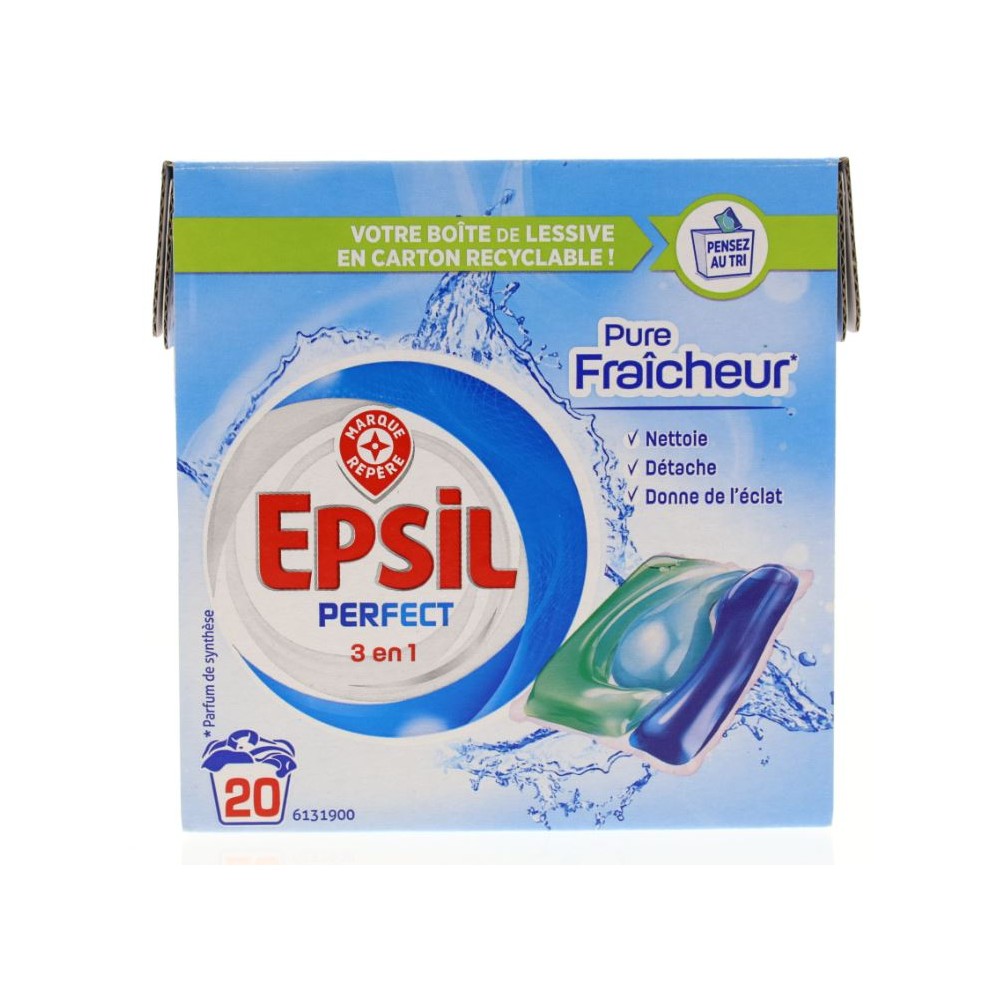 Lessives Capsules Tri-Doses fraîcheur - EPSIL - 20x24,5ml (490ml) - Drive  Z'eclerc