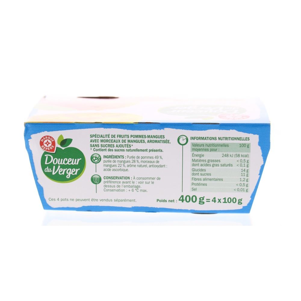 Compotes PommeMangue DOUCEUR DU VERGER 4x100g (400g) Drive Z'eclerc