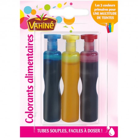 Vahiné Colorants alimentaires 18 ml (3 tubes de 6 ml)
