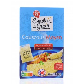COUSCOUS MOYEN SACHET 5X100G COMPTOIR DU GRAIN