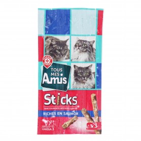 STICK POUR CHAT RICHE EN SAUMON 3X5G - 15G TOUS MES AMIS