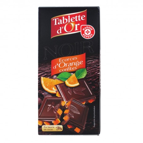 TABLETTE CHOCOLAT NOIR ECORCES D'ORANGE 200G TABLETTE DOR