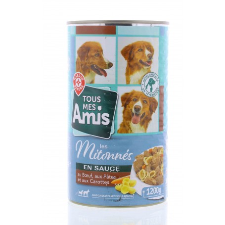 BOUCHEES POUR CHIEN SAUCE BOEUF PATES CAR 1,KG TOUS MES AMIS