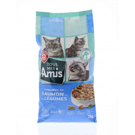 CROQUETTES POUR CHAT SAUMON THON LEGUMES TOUS MES AMIS 2KG