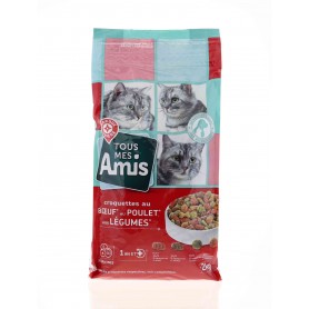 CROQUETTES POUR CHAT AU BOEUF POULET LEGUMES TOUS MES AMIS 2KG