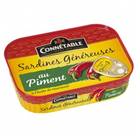 1/5 Sardines Généreuses à l'huile de tournesol et au piment 140g Connétable
