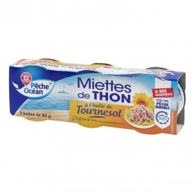 MIETTES DE THON HUILE DE TOURNESOL 3X52GR  - PECHE OCEAN
