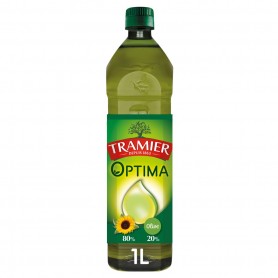 Tramier Optima 2 huiles (huile de tournesol, huile d'olive vierge extra) bouteille plastique 1L