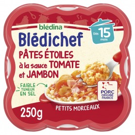 Pâtes Etoile à la sauce Tomate et Jambon dès 15 mois - BLEDICHEF - 250g