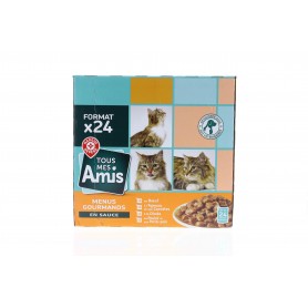 MENUS GOURMANDS POUR CHAT AUX VIANDES - TOUS MES AMIS - 24X100G