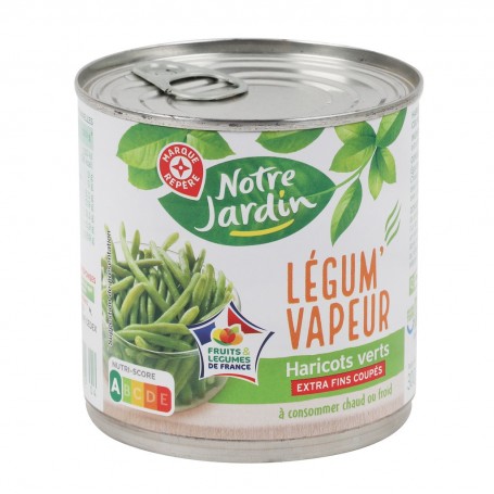 HARICOTS VERTS EXTRA FINS VAPEUR 225G NOTRE JARDIN