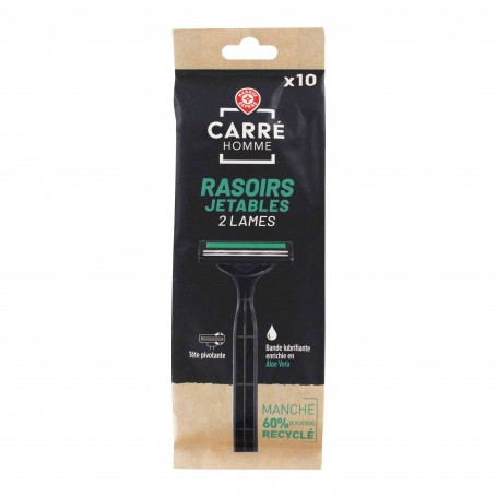Rasoirs jetables Carré Homme 2 lames - x10