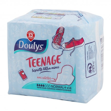 SERVIETTES UM NORMAL+ TEENAGE X14 DOULYS