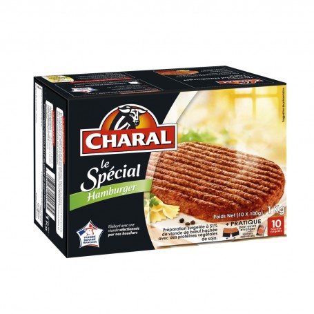 Le Spécial Hamburger 15%MG 10 x100g  CHARAL surgelé