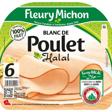 6 tr. Fines Blanc de POULET - HALAL - FLEURY MICHON