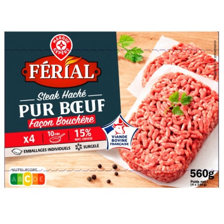STEACK HACHE FACON BOUCHERE 15%MG-FERIAL-560G