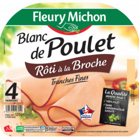 BLANC DE POULET RÔTI A LA BROCHE - FLEURY MICHON - 120G
