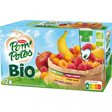Compote multivariétés bio - Materne Pom Potes - 12x90G
