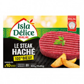 STEAKS HACHES - ISLA DELICE - HALAL-100% BOEUF 8X80G
