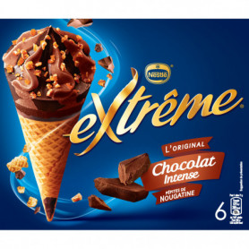 Cônes X6 Chocolat Intense pépites de Nougatine-EXTREME NESTLE-426G