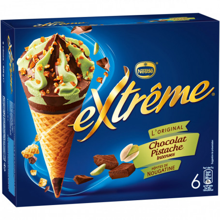 Cônes X6 Chocolat Pistache Intense-EXTREME NESTLE-426G