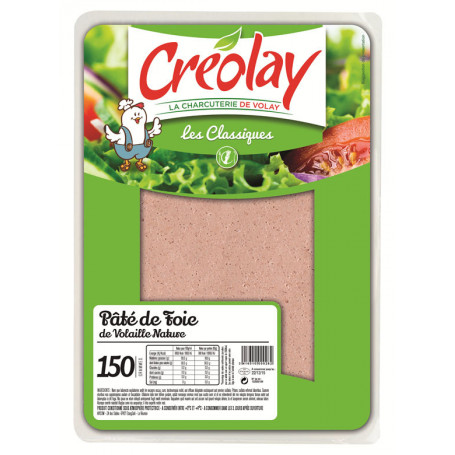 PATE DE FOIE DE VOLAILLE NATURE - CREOLAY - 150G