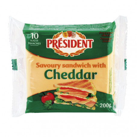 FROMAGE FONDU TRANCHE CHEDDAR - PRESIDENT -200G