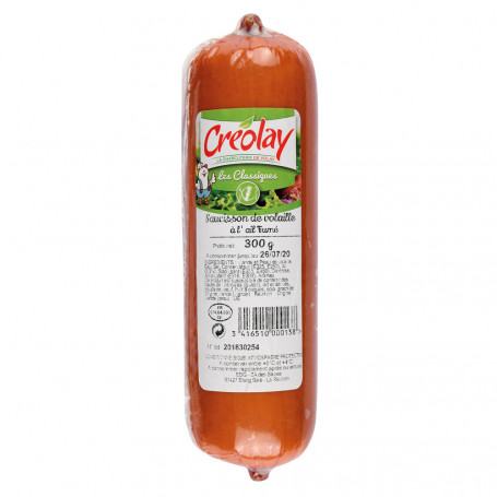 SAUCISSON VOLAILLE A L'AIL FUMES-CREOLAY-300G
